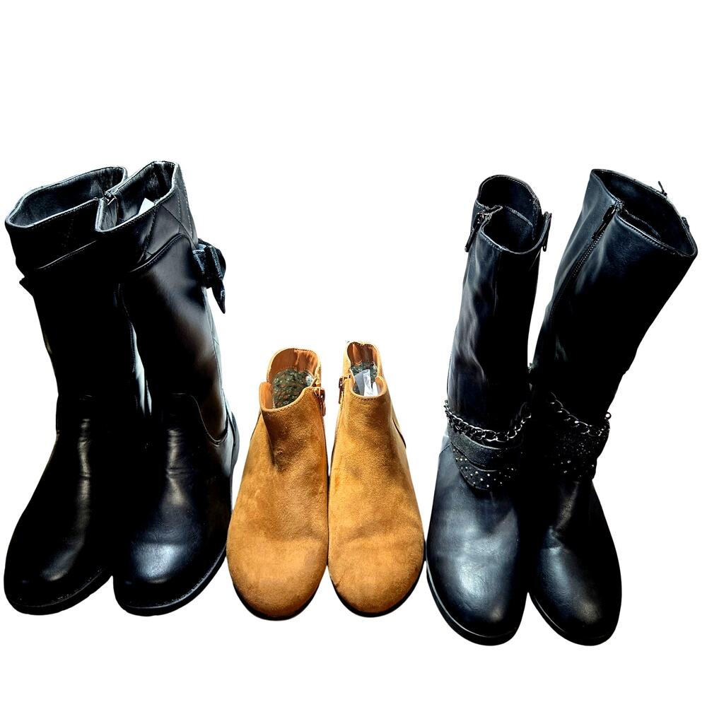 Cat & Jack + More Girl's Size 3  3.5 Ankle Boots Bulk Lot of 3  3 1/2